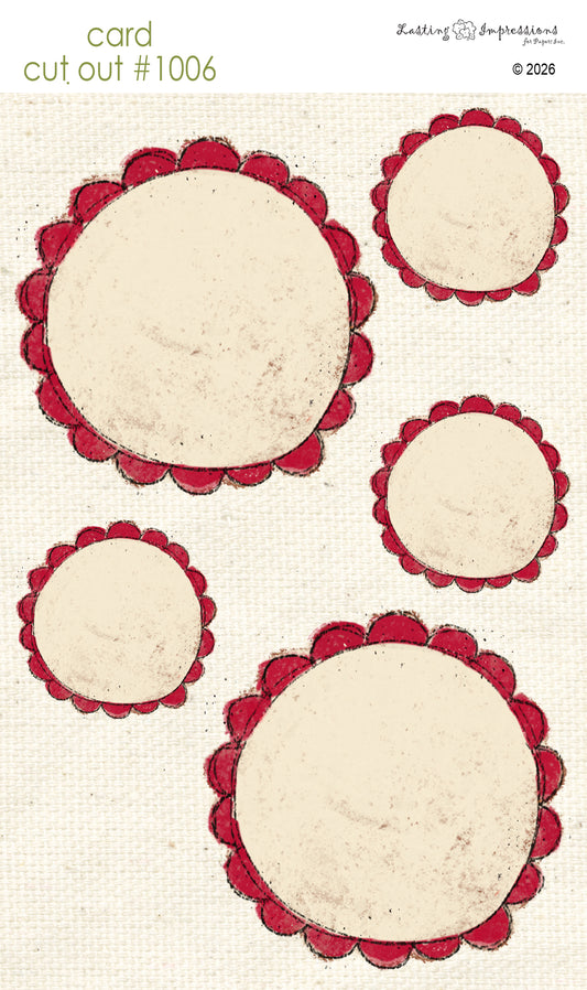 CCO 1006 Card Cut Out 1006 Scalloped Red Wagon Circle Frame