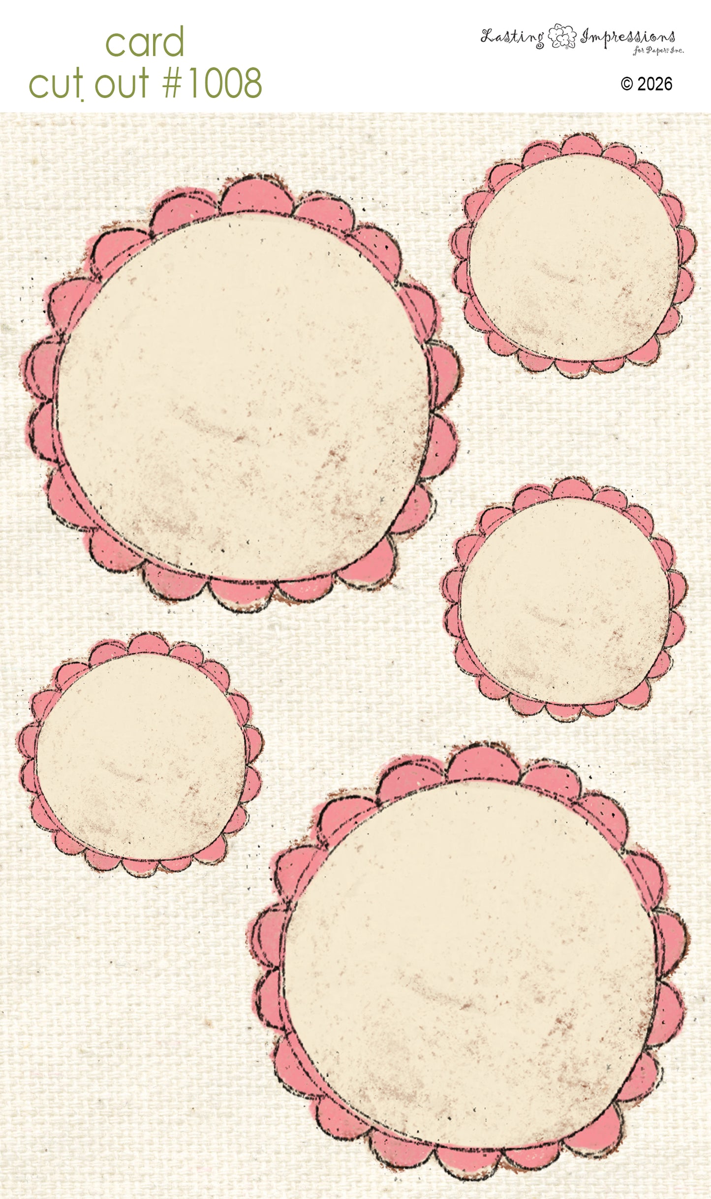 CCO 1008 Card Cut Out 1008 Scalloped Pink Geranium Circle Frame