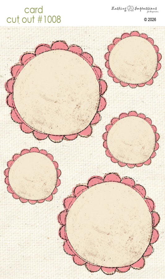 CCO 1008 Card Cut Out 1008 Scalloped Pink Geranium Circle Frame