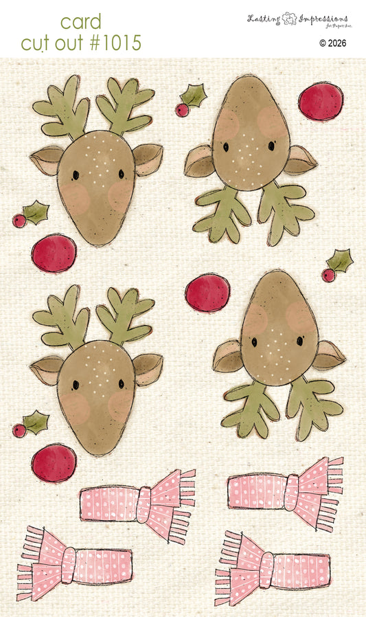 CCO 1015 Card Cut Out 1015 Rudolph with Pink Scarf - Med