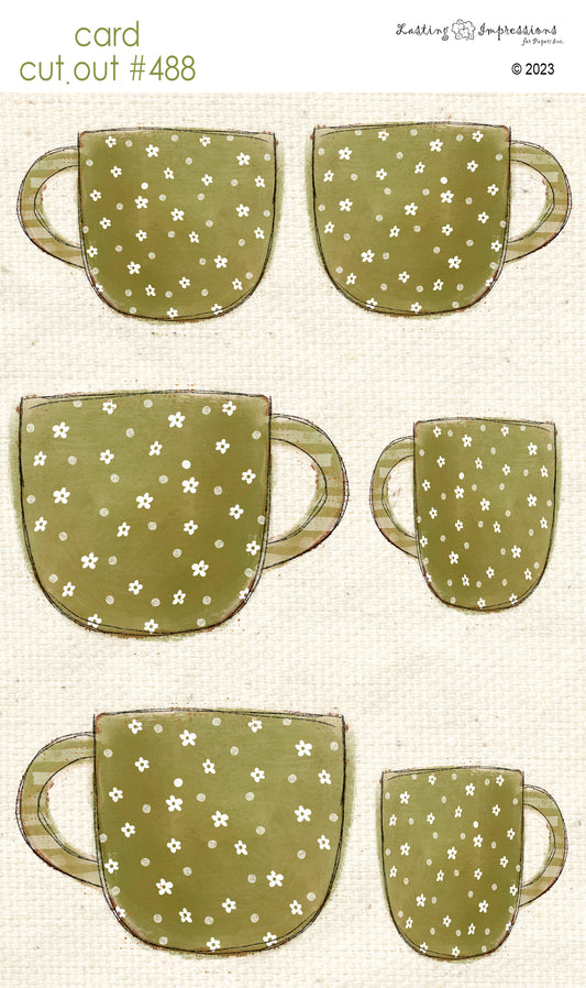 CCO 488 Card Cut Out #488 Inch Worm Mug with Flowers