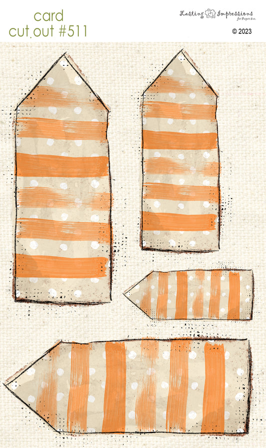 CCO 511 Card Cut Out #511 Orange Poppy Striped Tag