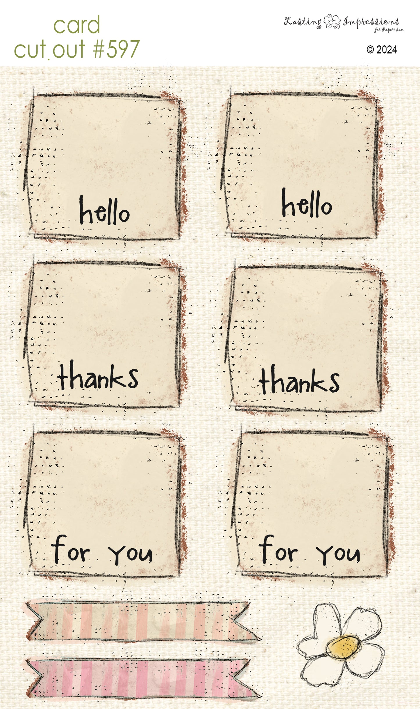 CCO 597 Card Cut Out # 597 Sentiment Squares