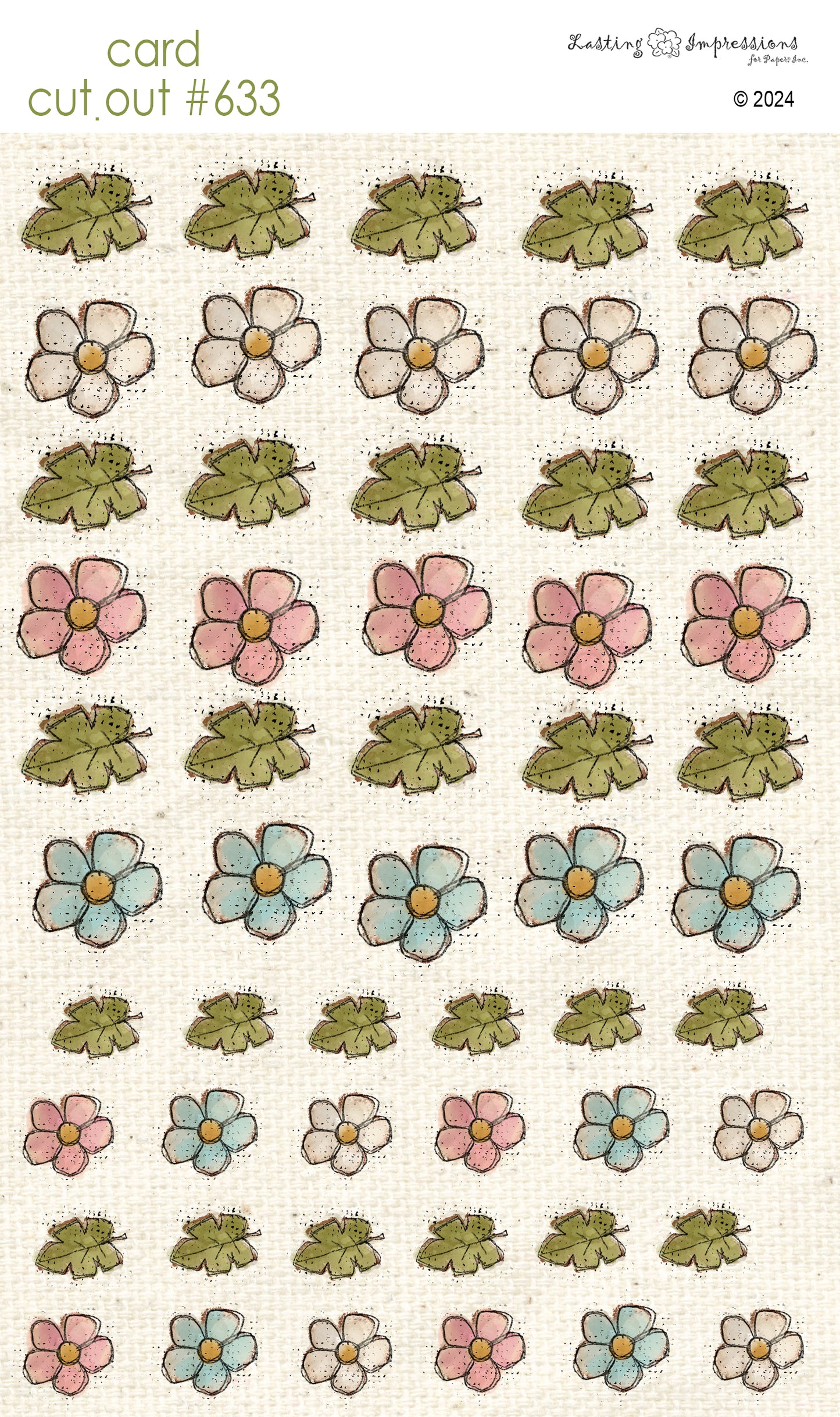 CCO 633 Card Cut Out #633 Flowers with Jungle Leaves