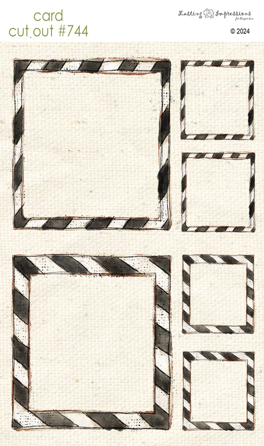 CCO 744 Card Cut Out # 744 Black & White Stripes Frame