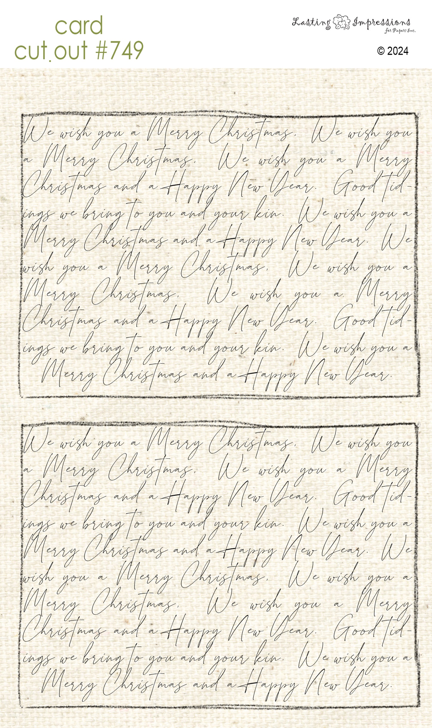 CCO 749 Card Cut Out # 749 We Wish You a Merry Christmas Mat