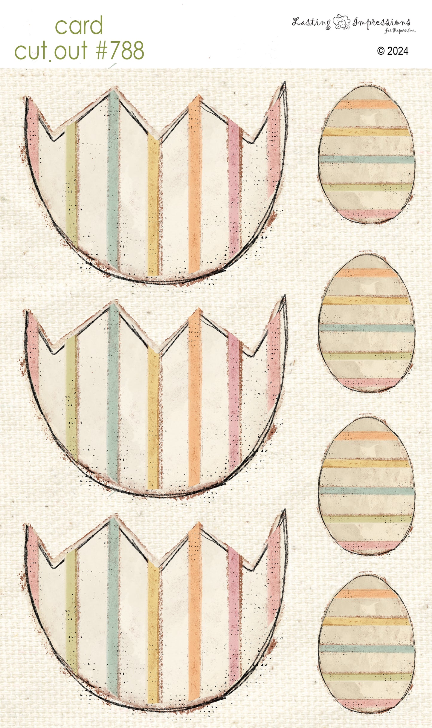 CCO 788 Card Cut Out # 788 Cracked Striped Easter Eggs Large