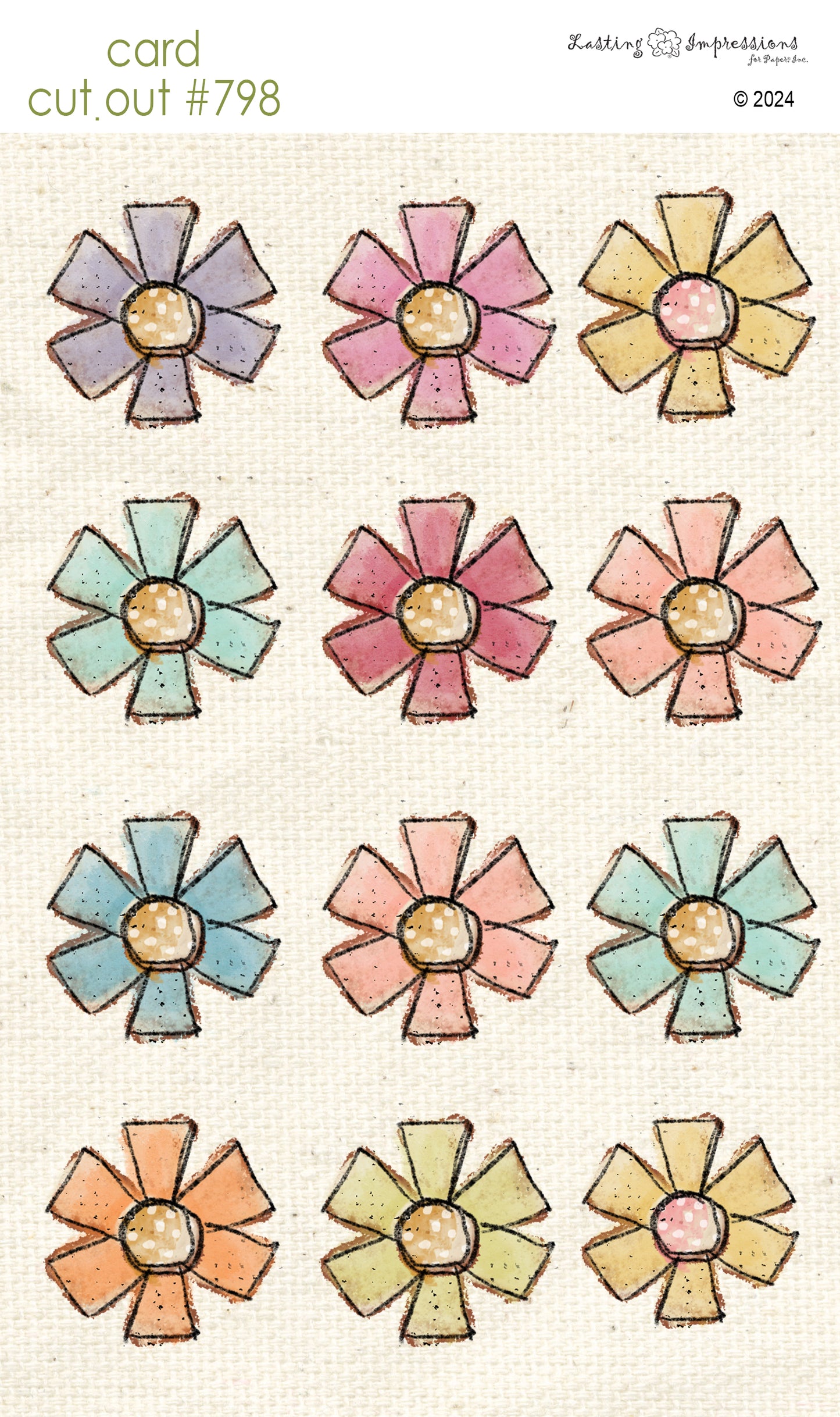 CCO 798 Card Cut Out # 798 Doodle Flowers Lg