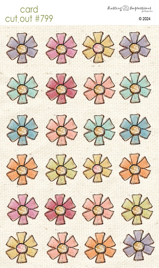 CCO 799 Card Cut Out # 799 Doodle Flowers Med