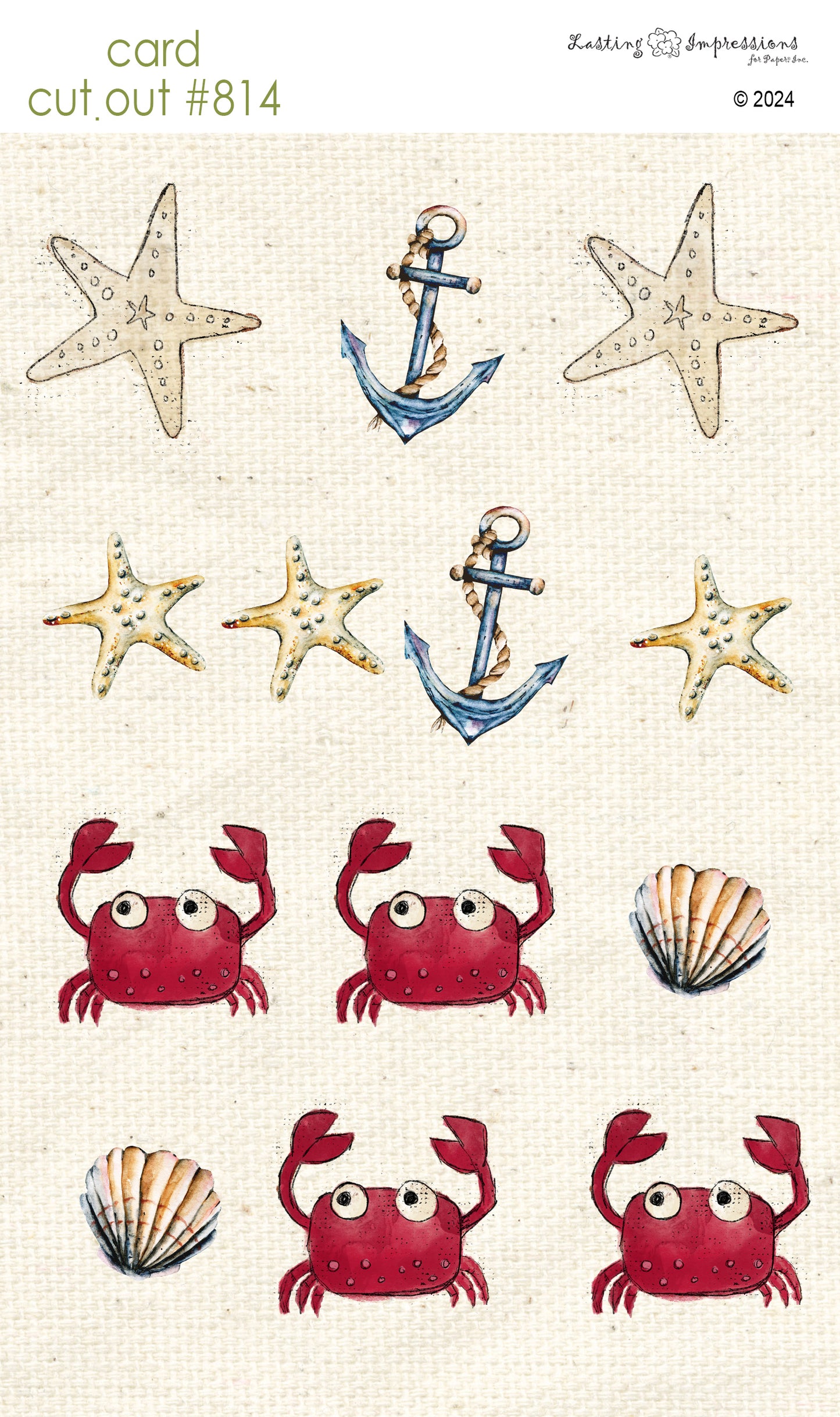 CCO 814 Card Cut Out # 814 Shells, Crabs & Anchors