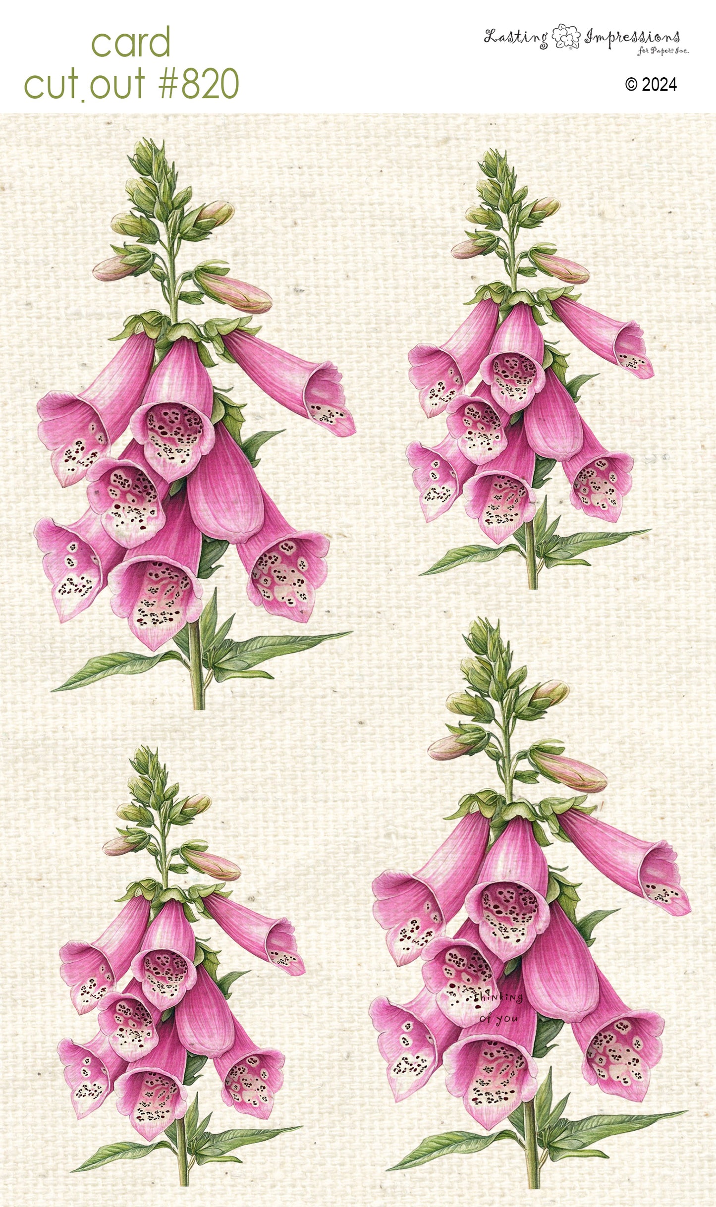 CCO 820 Card Cut Out # 820 Fox Glove Blooms