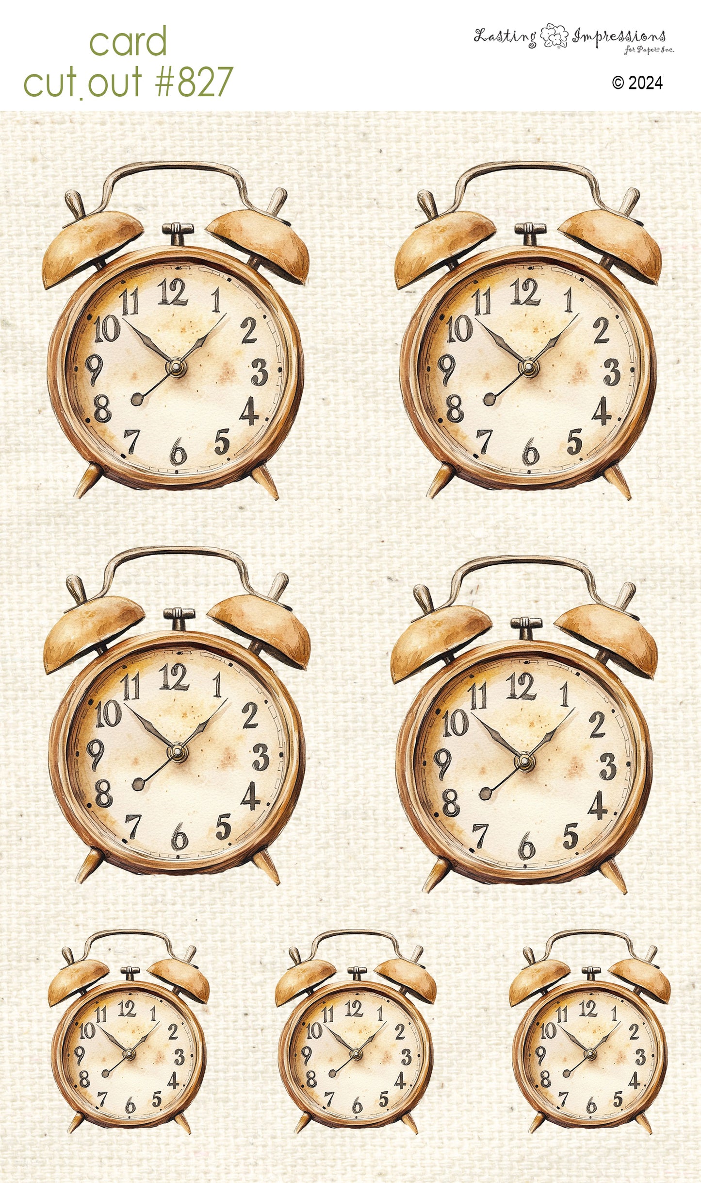 CCO 827 Card Cut Out # 827 Vintage Alarm Clock