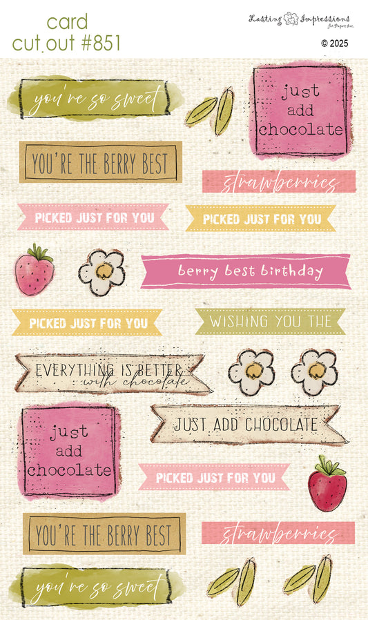 CCO 851 Card Cut Out # 851 Strawberry Days Sentiments
