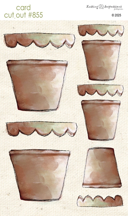 CCO 855 Card Cut Out # 855 Scalloped Terra Cotta Pots
