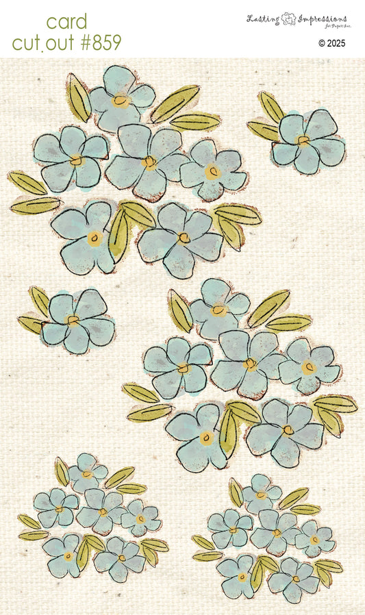 CCO 859 Card Cut Out # 859 Blue Flower Bouquet