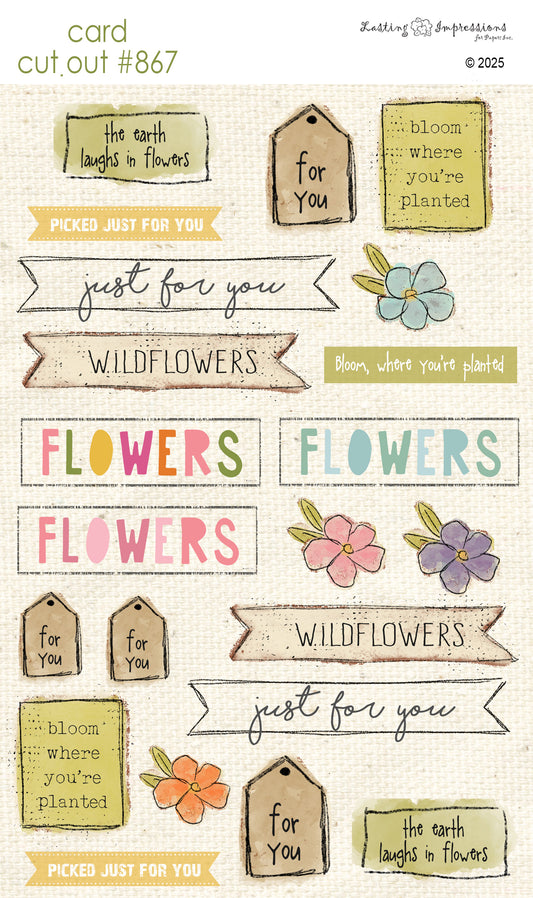 CCO 867 Card Cut Out # 867 Flower Sentiments
