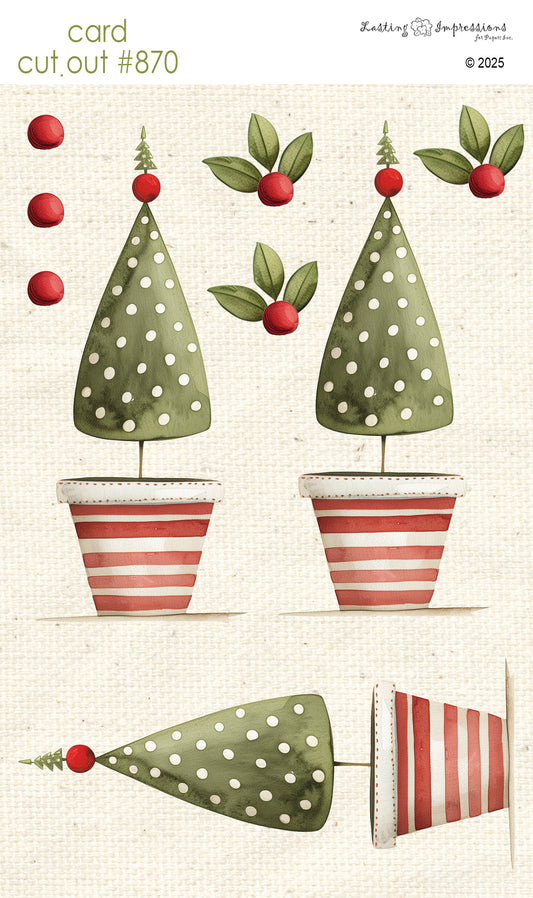 CCO 870 Card Cut Out # 870 Christmas Topiaries