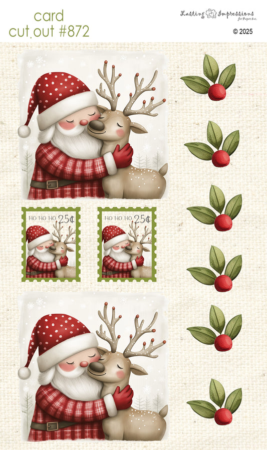 CCO 872 Card Cut Out # 872 Santa & Reinder