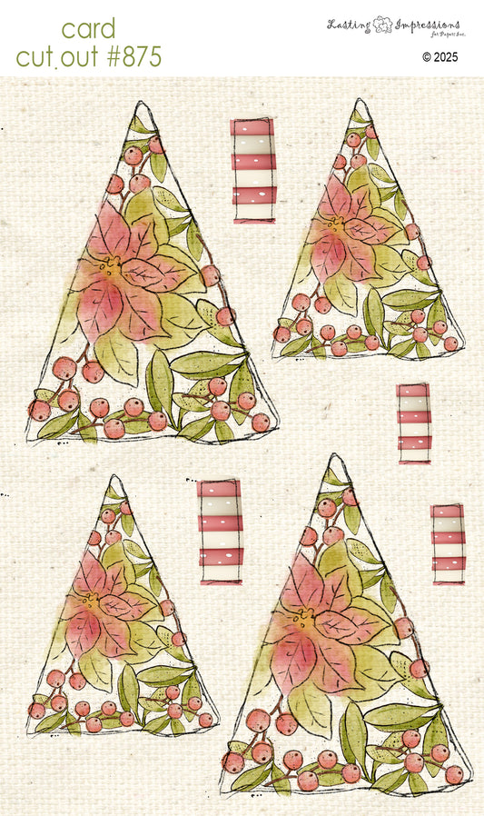 CCO 875 Card Cut Out # 875 Poinsettia Christmas Tree