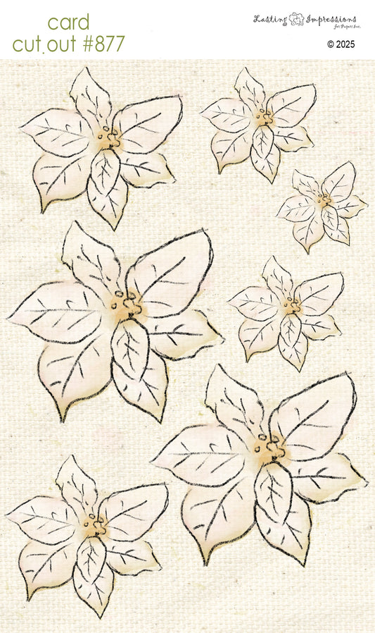 CCO 877 Card Cut Out # 877 White Poinsettia