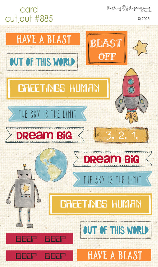 CCO 885 Card Cut Out # 885 Out of this World Sentiments