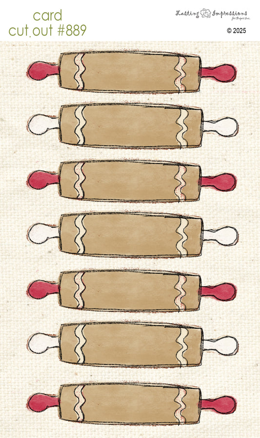 CCO 889 Card Cut Out # 889 White & Red Wagon Rolling Pins