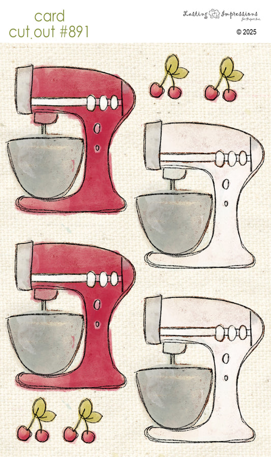 CCO 891 Card Cut Out # 891 White & Red Wagon Mixer