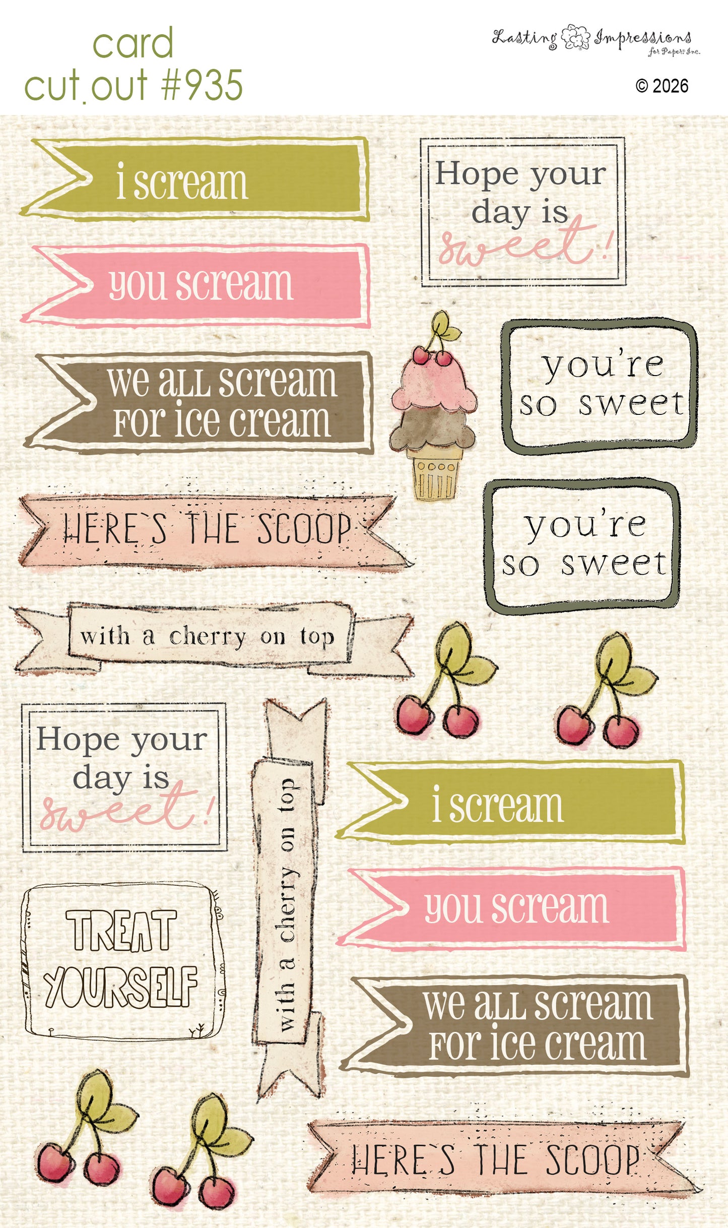 CCO 935 Card Cut Out 935 Ice Cream Sentiments