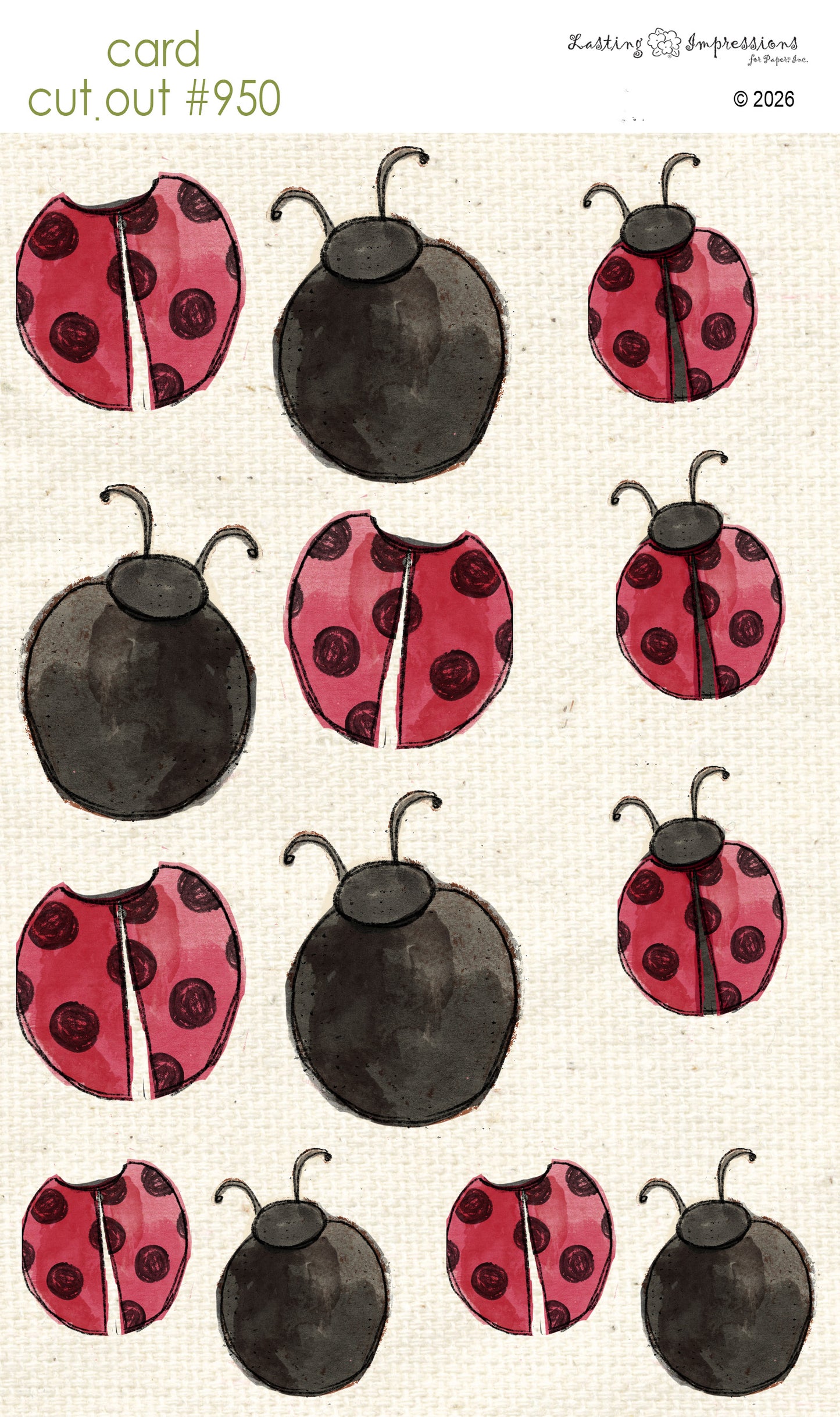 CCO 950 Card Cut Out 950 Red Wagon Lady Bug