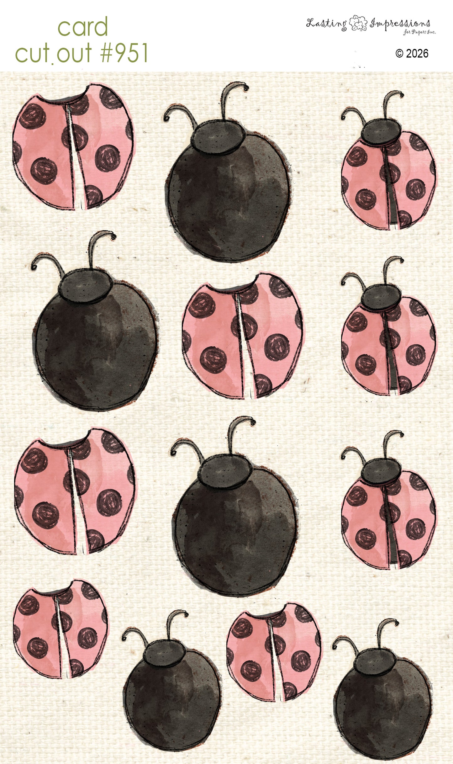 CCO 951 Card Cut Out 951 Pink Geranium Lady Bug