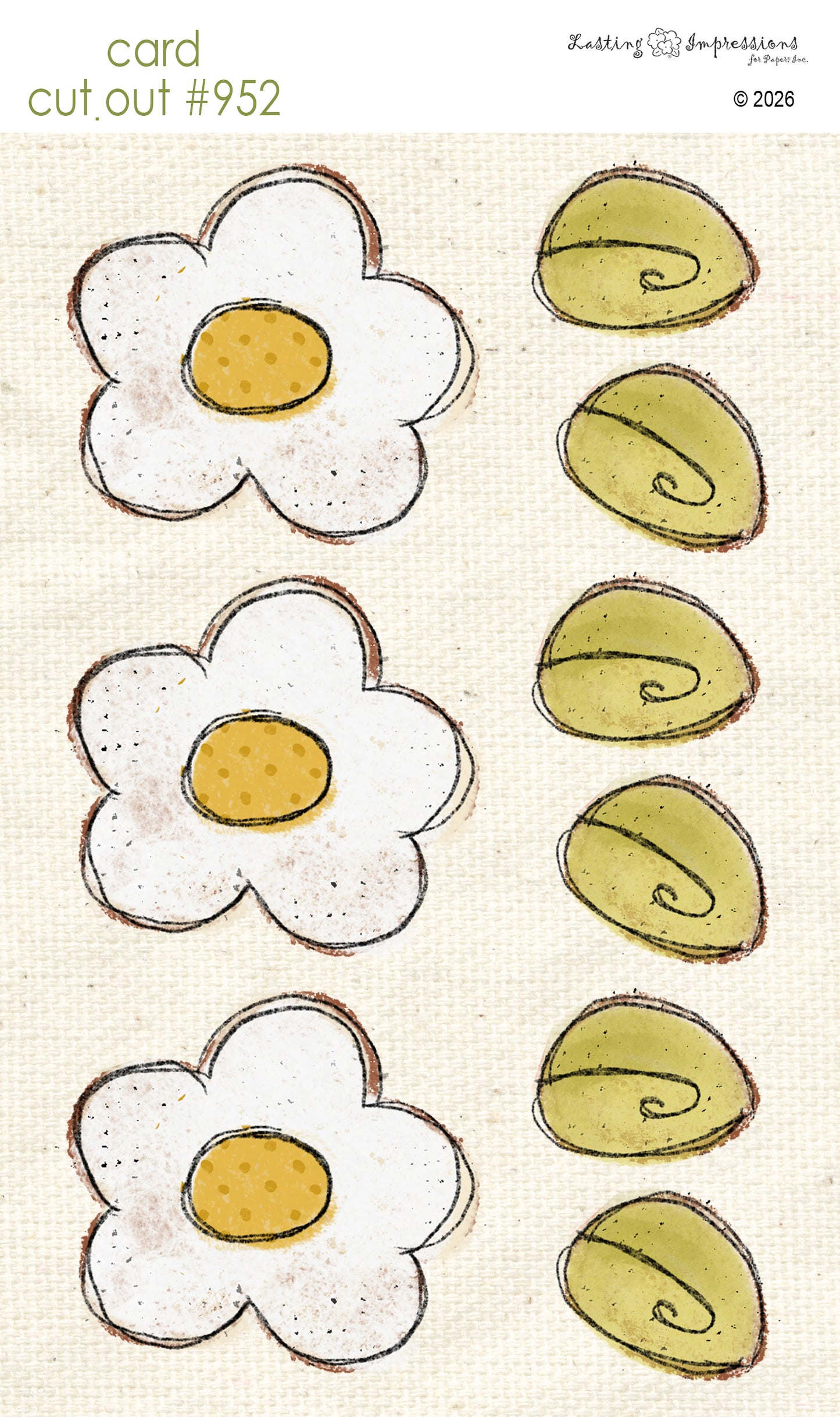 CCO 952 Card Cut Out 952 White Posie and Leaves