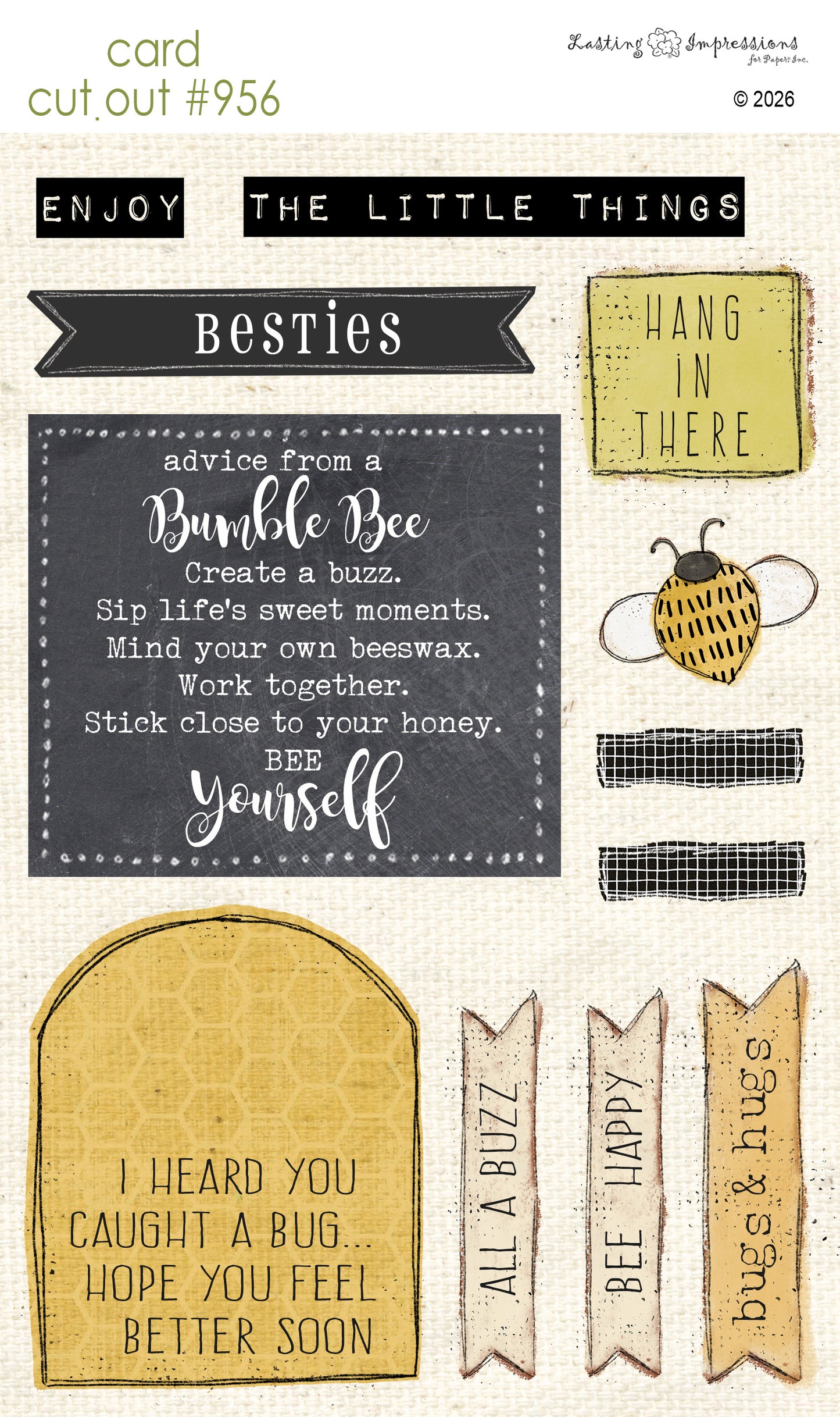 CCO 956 Card Cut Out 956 Bumble Bee Sentiments