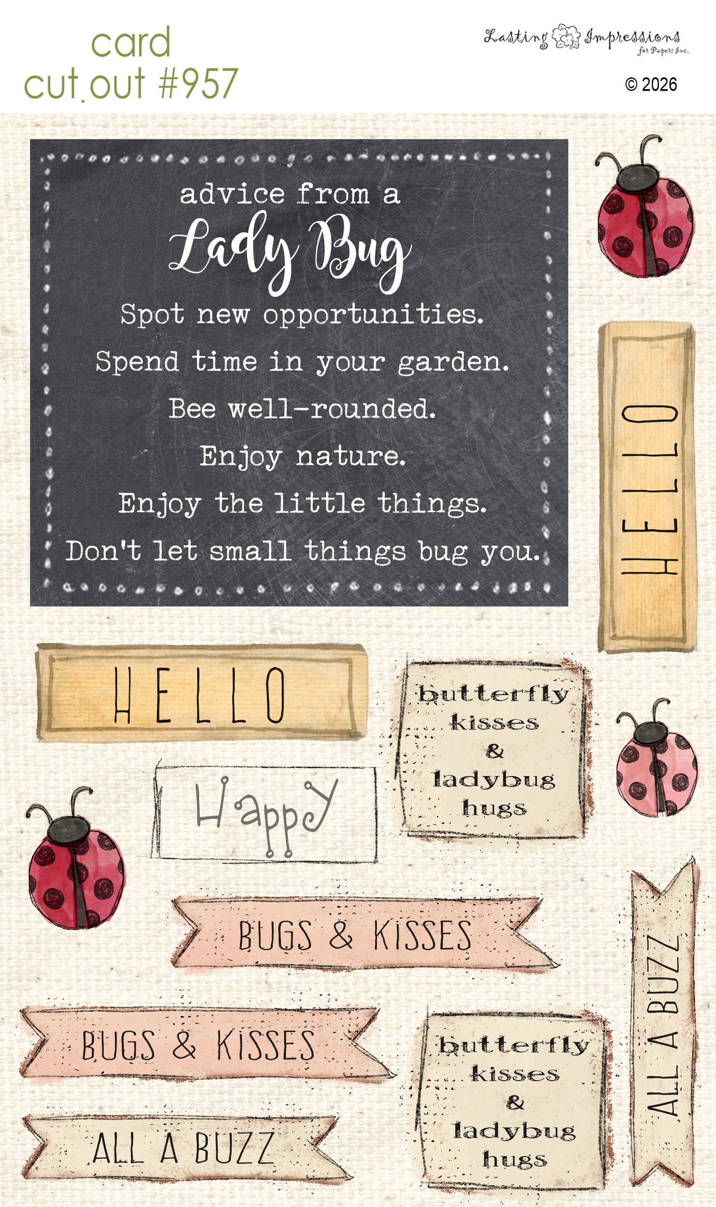 CCO 957 Card Cut Out 957 Lady Bug Sentiments