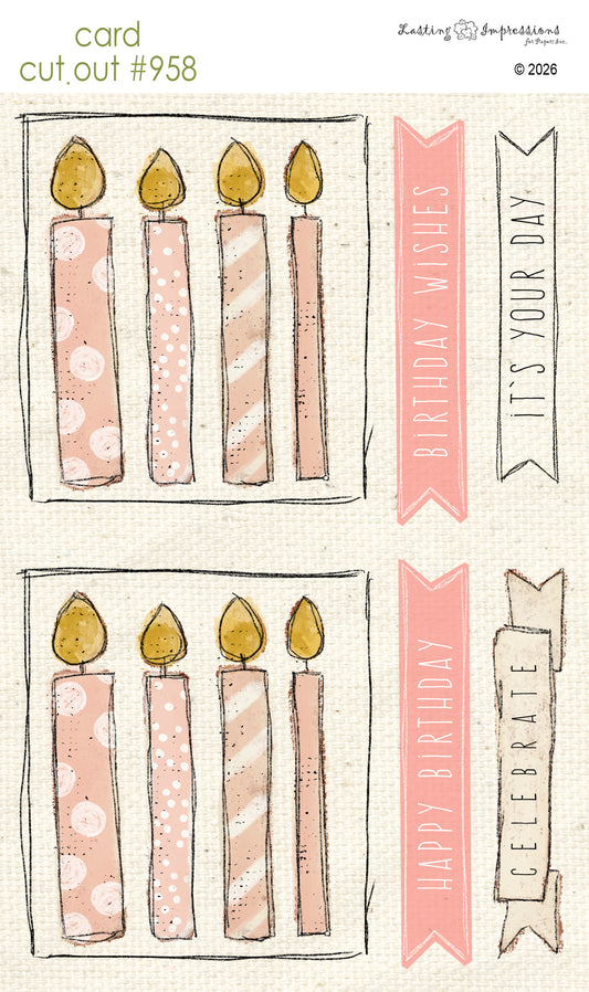 CCO 958 Card Cut Out 958 Pink Birthday Candles