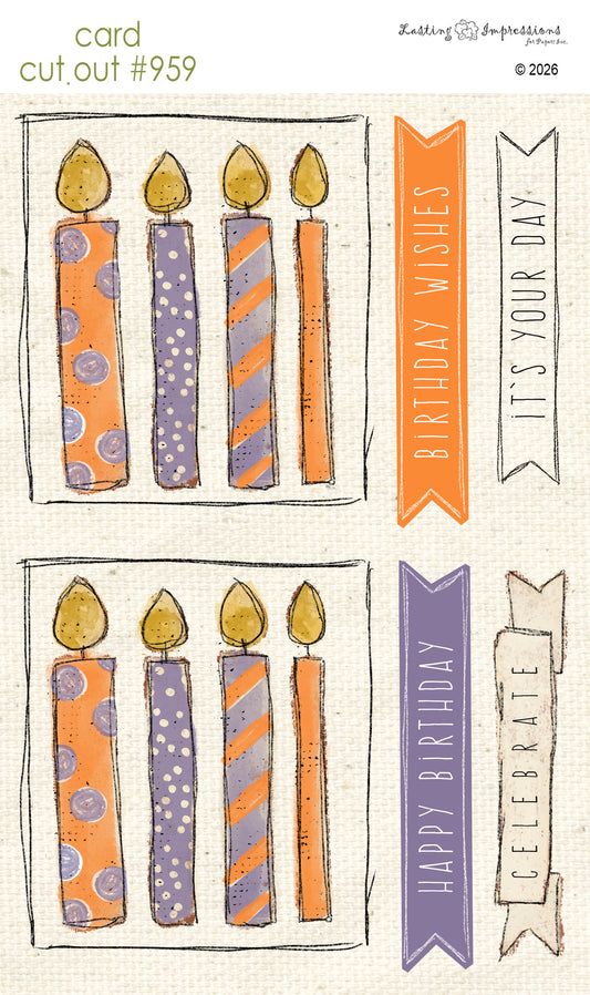 CCO 959 Card Cut Out 959 Purple and Orange Birthday Candles