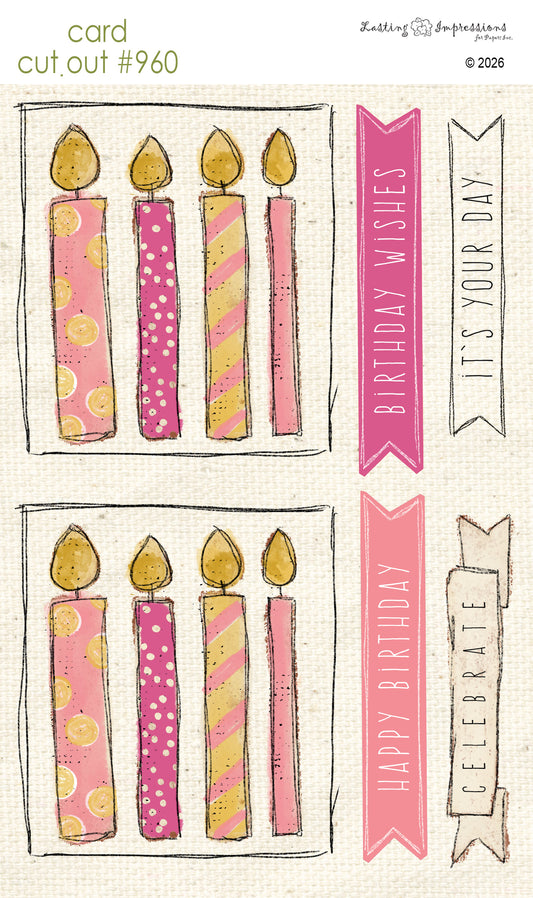 CCO 960 Card Cut Out 960 Bright Pink Birthday Candles