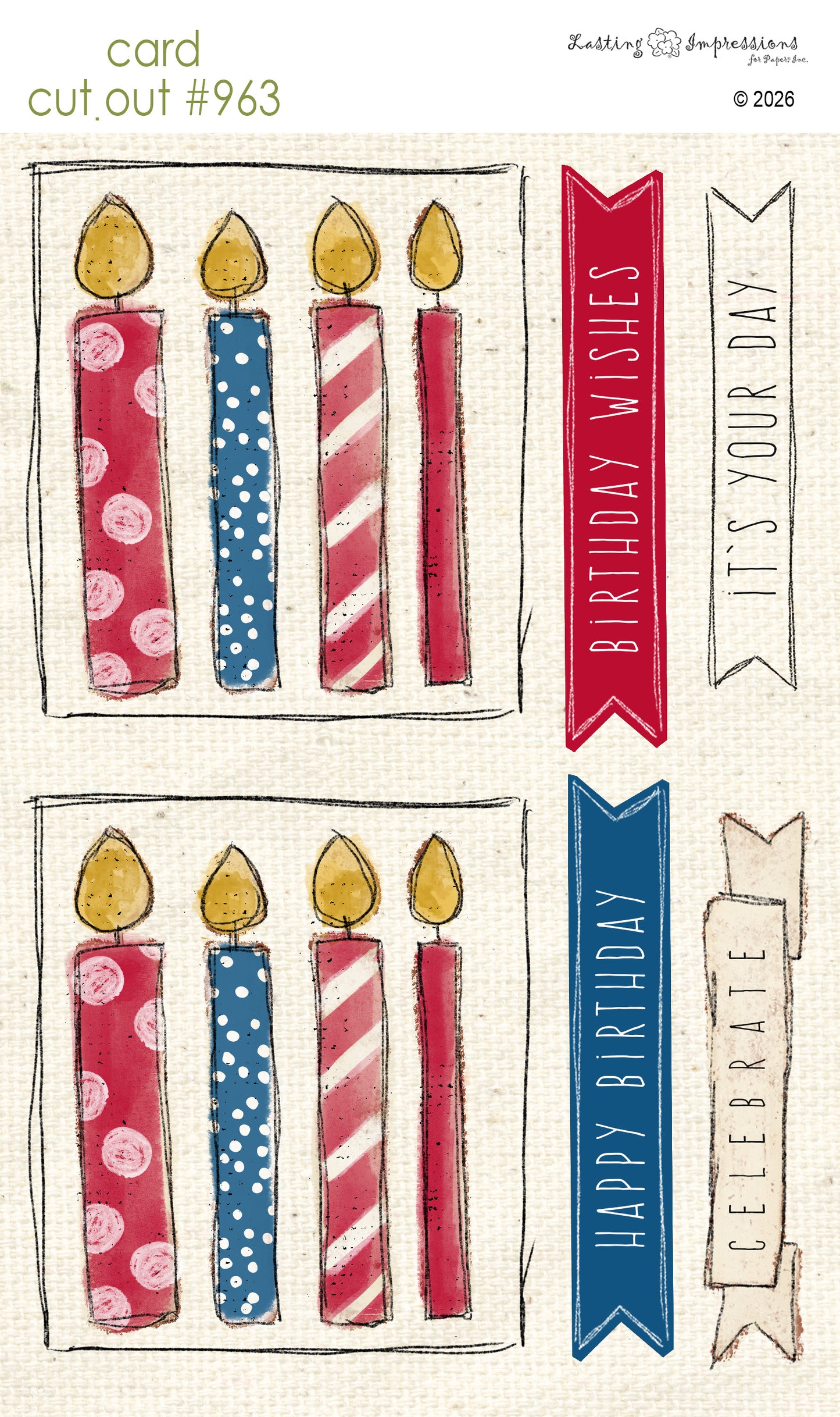 CCO 963 Card Cut Out 963 Red White & Blue Birthday Candles
