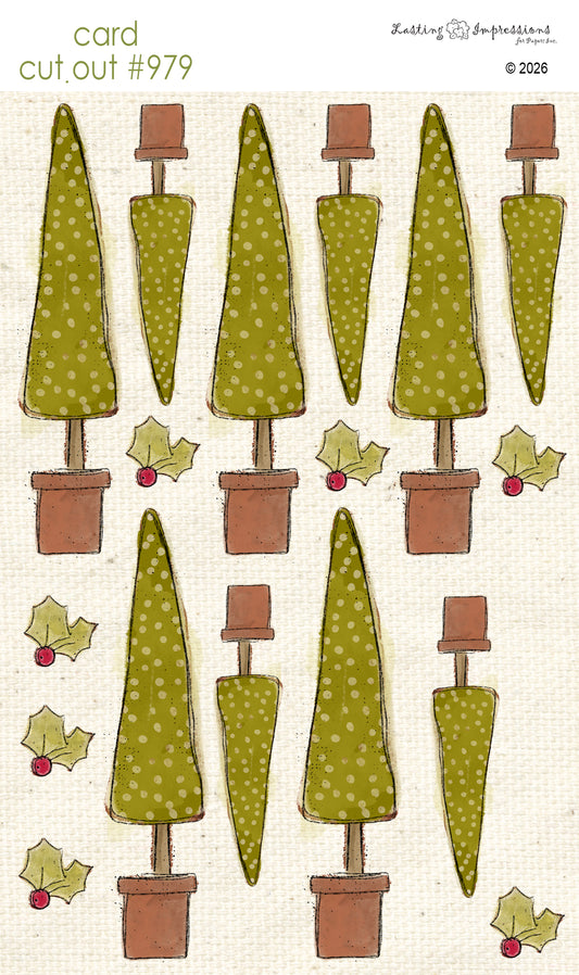 CCO 979 Card Cut Out 979 Polka Dot Green Tree