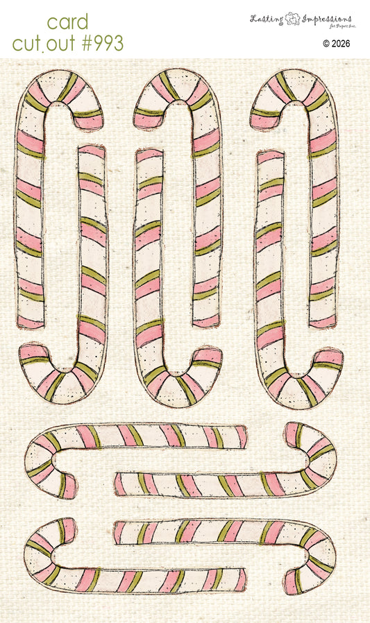 CCO 993 Card Cut Out 993 Cream & Pink Candy Canes (Copy)