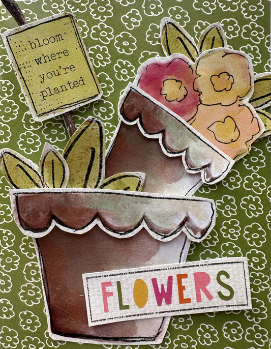 CCO 855 Card Cut Out # 855 Scalloped Terra Cotta Pots