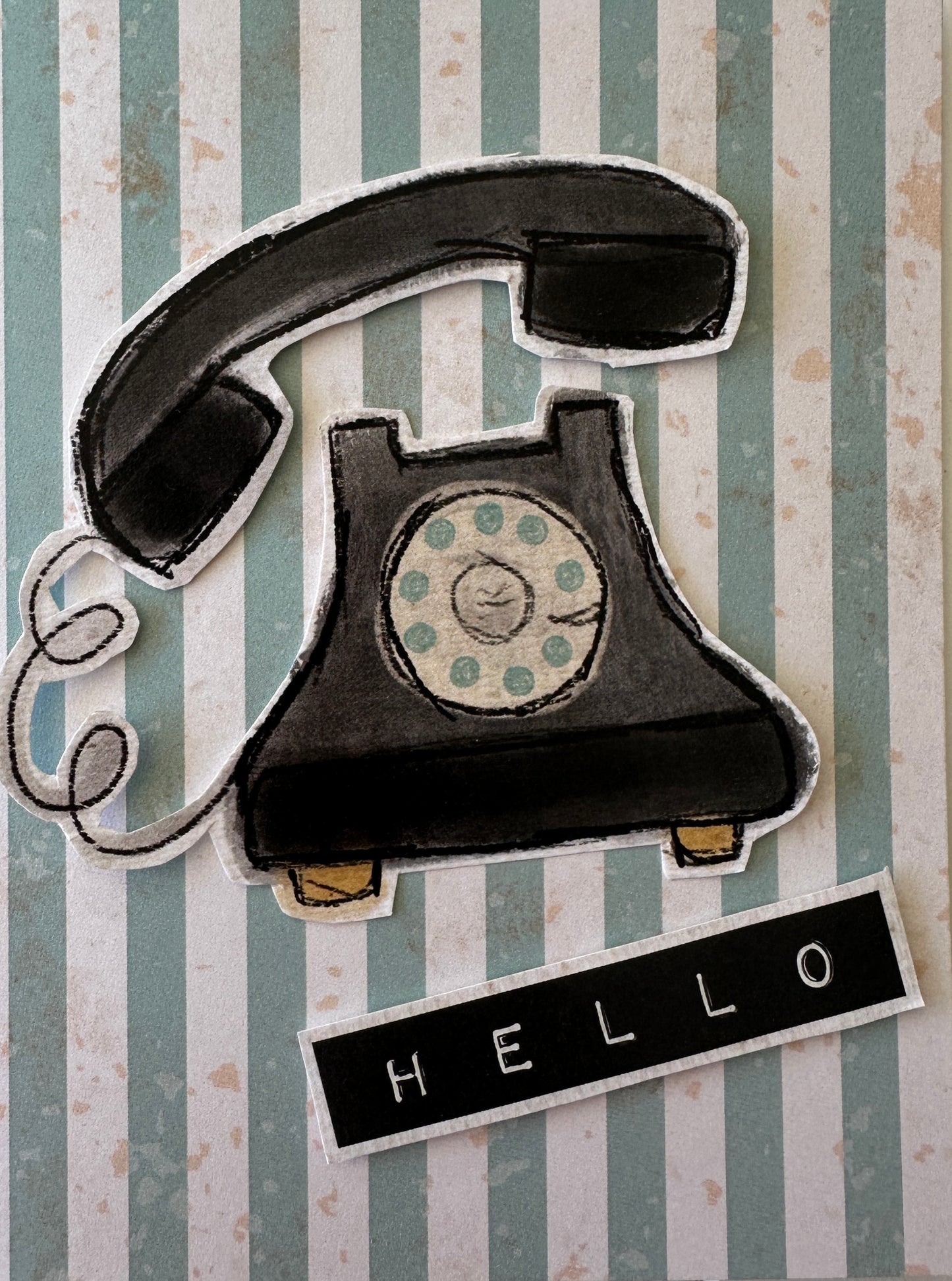 Telephone Striped Handmade Card Idea