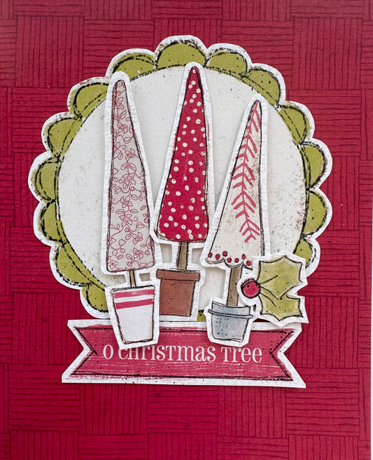 CCO 982 Card Cut Out 982 Red Wagon Vine Tree in Pot