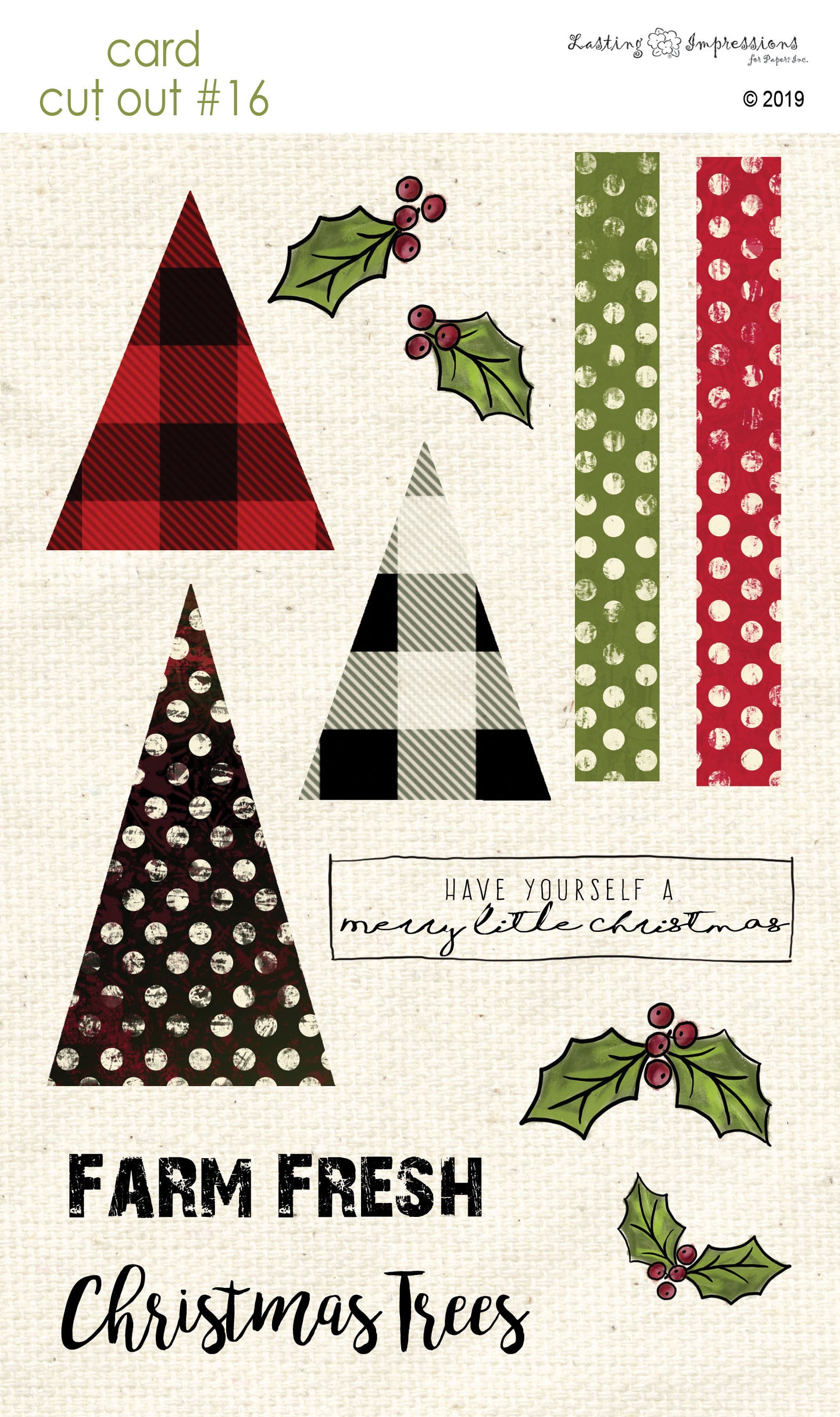 CCO16 - Card Cut Out #16 - Primitive Trees on Natural Canvas