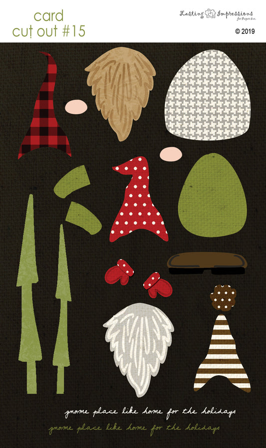 CCO15- Card Cut Out #15 - Gnomes on Black Canvas
