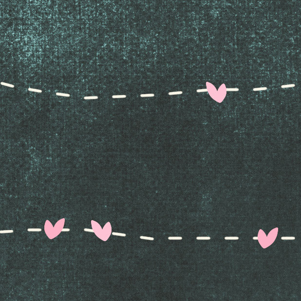 Pink Geranium Stitched Hearts Black