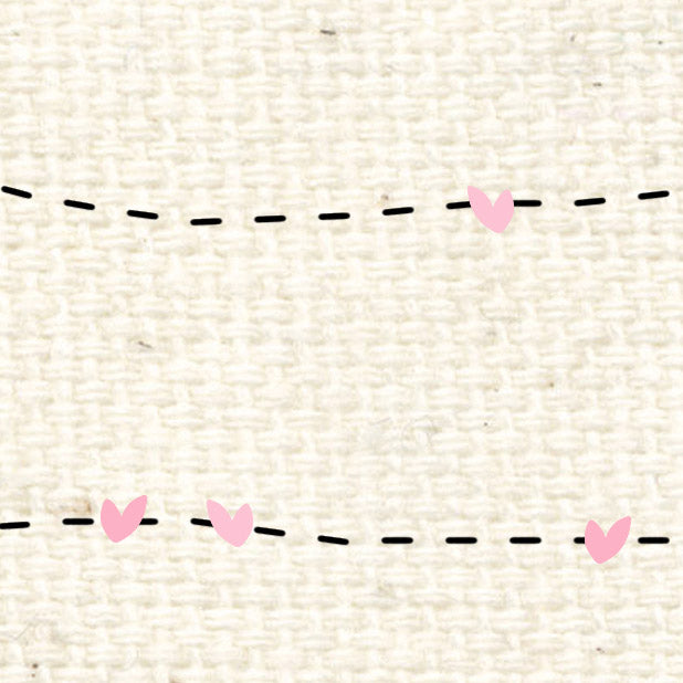 Pink Geranium Stitched Hearts Natural