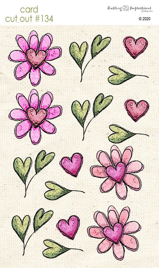 CCO134 - Card Cut Out #134 - Flowers, Leaves & Hearts