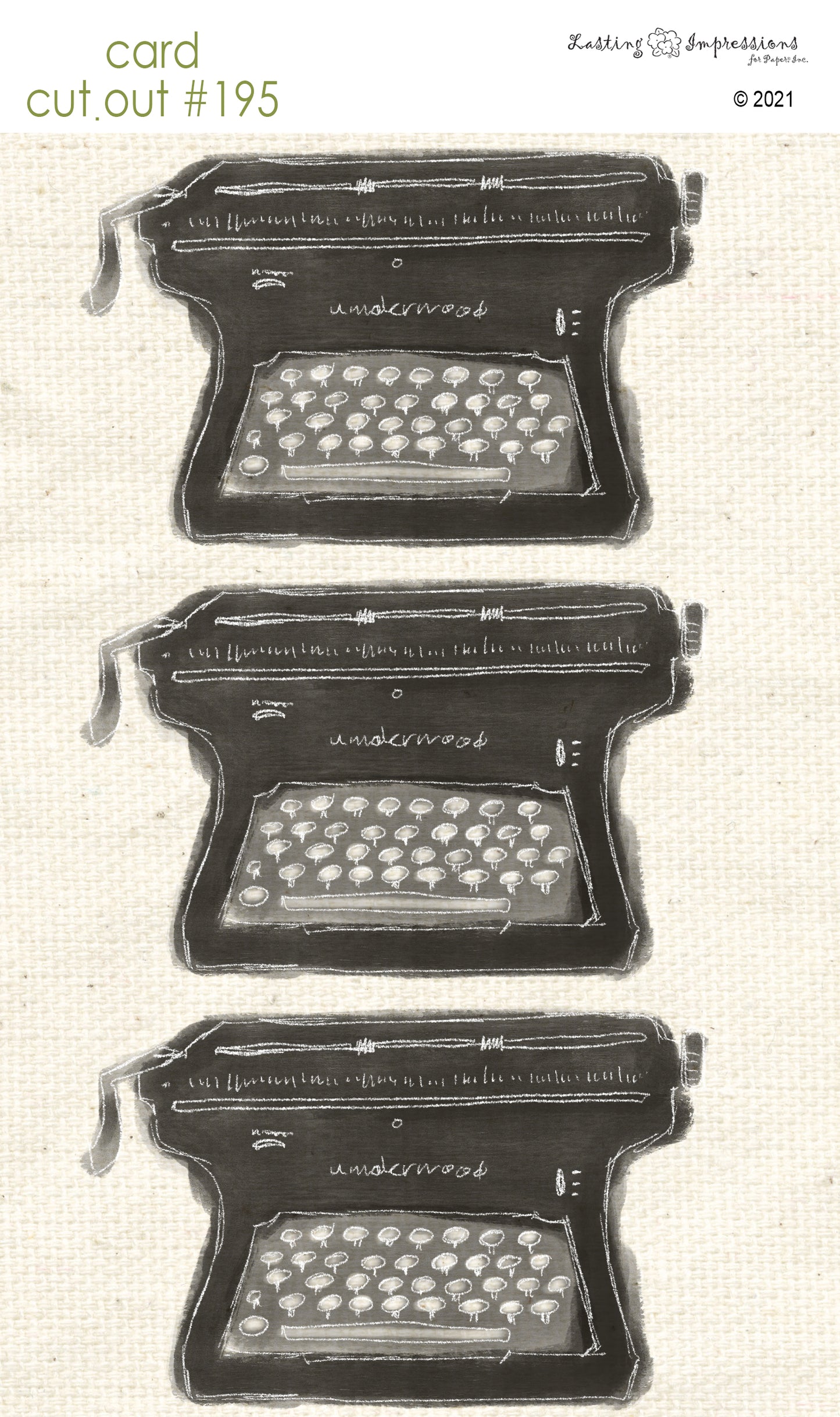 CCO195 Card Cut Out #195 Black Typewriter