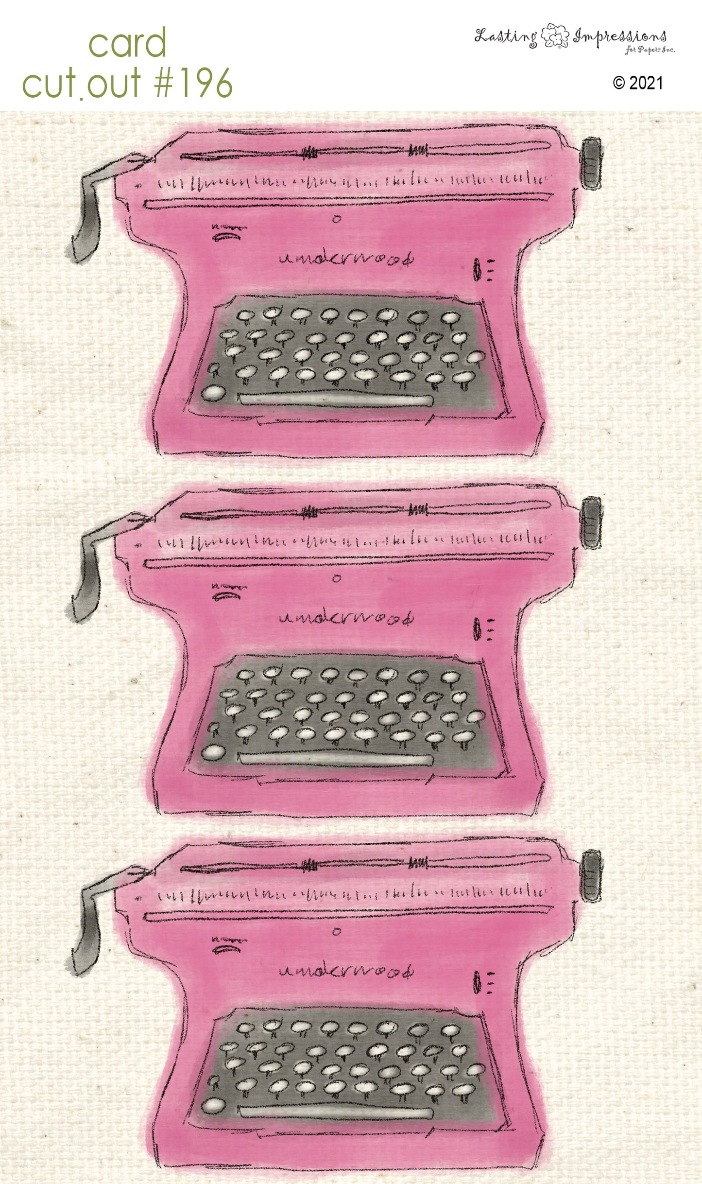 CCO196 Card Cut Out #196 Pink Cosmos Typewriter