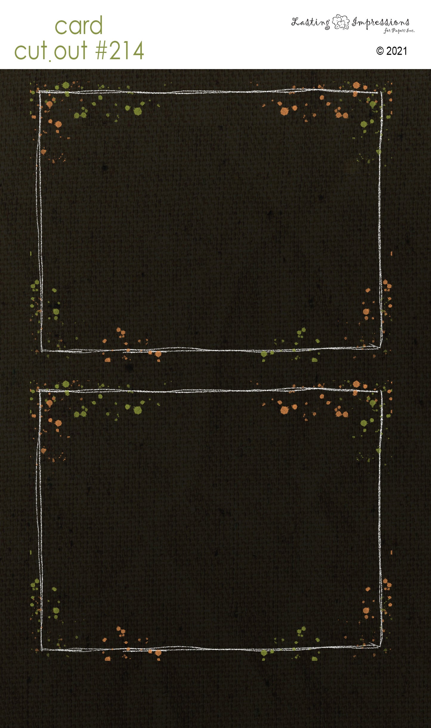 CCO 215 - Card Cut Out #215 - Frame Orange & Green Splatters on black